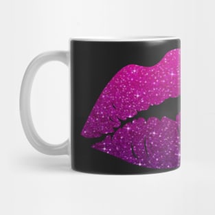 Hot Pink Purple Ombre Faux Glitter Lips Mug